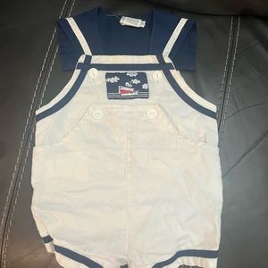 Vintage Baby Togs' Baby Sailor Romper 1-piece White Blue 24 Months Buttons